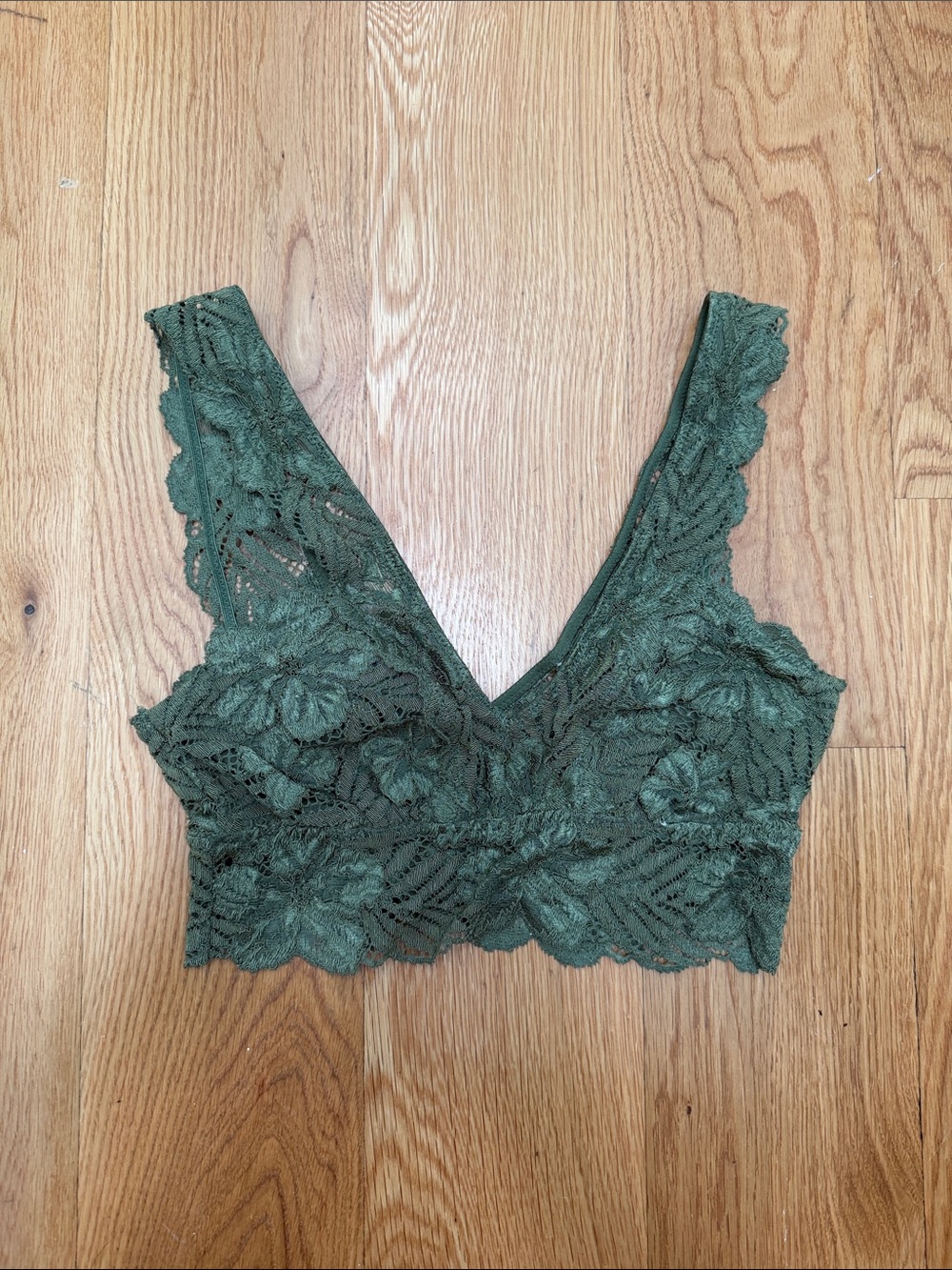 American Eagle Outfitters Olive Lace V-Neck Bralette